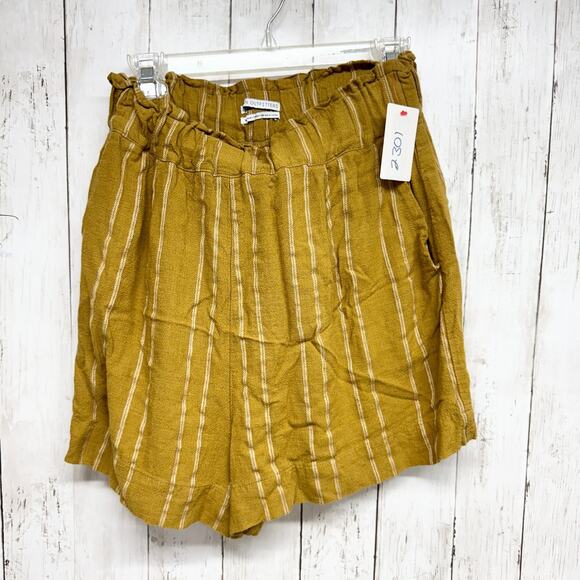 Urban Outfitters Shorts Women Size Medium Yellow Josie Linen Blend Pull On Short - Picture 1 of 6